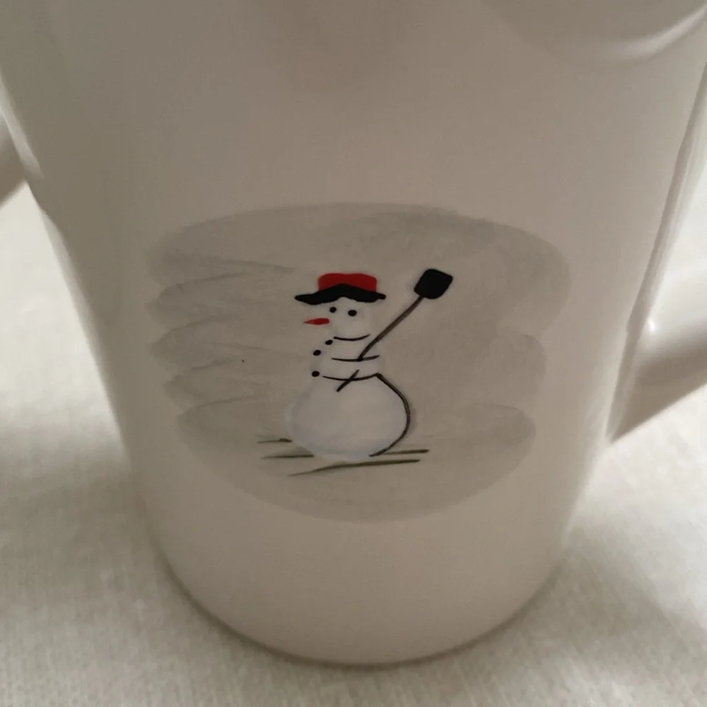 Williams Sonoma Snowman coffee Mug Mugs - Set 2 Christmas Holiday Winter‎